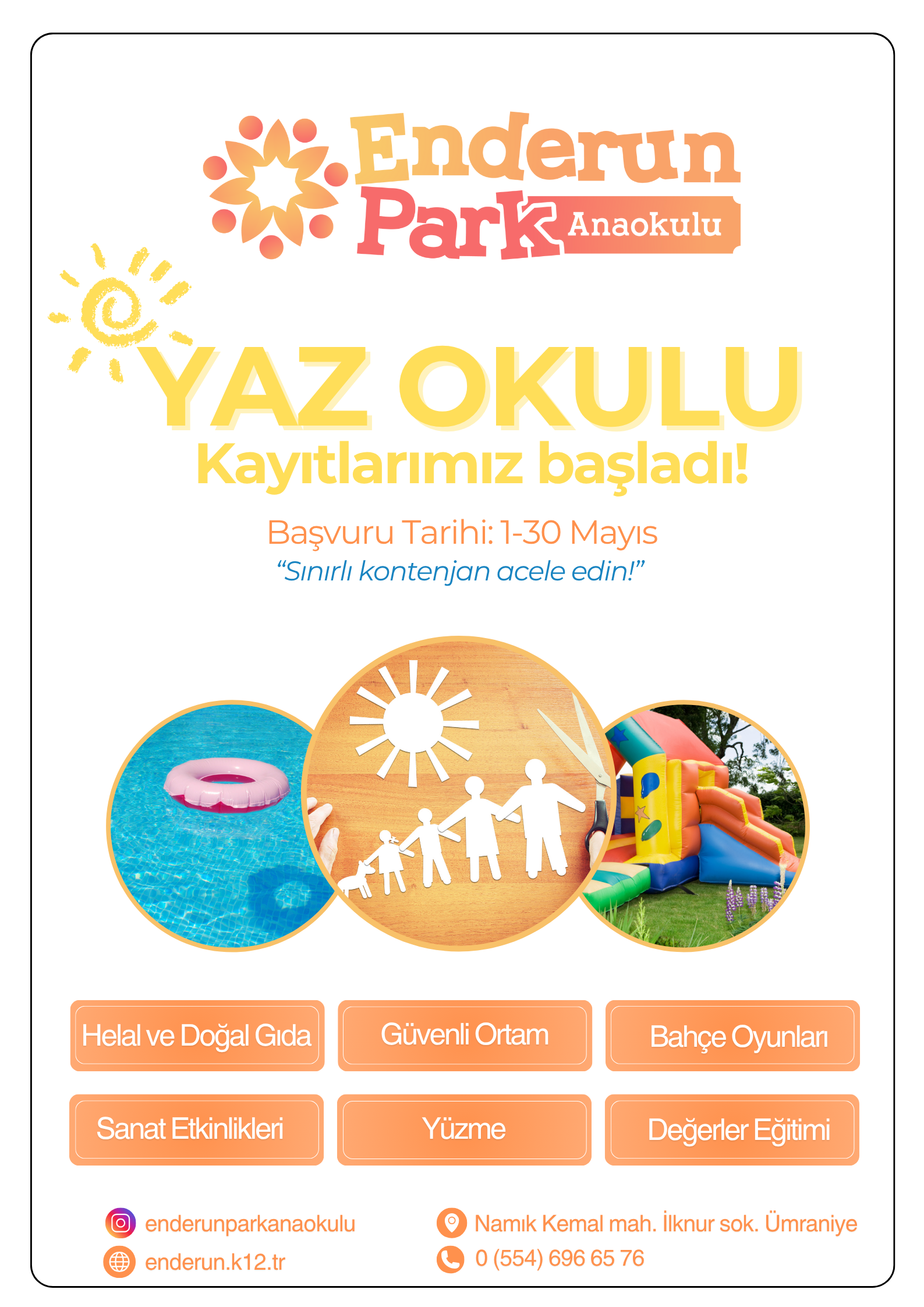 Mavi Modern Yaz Okulu Afiş